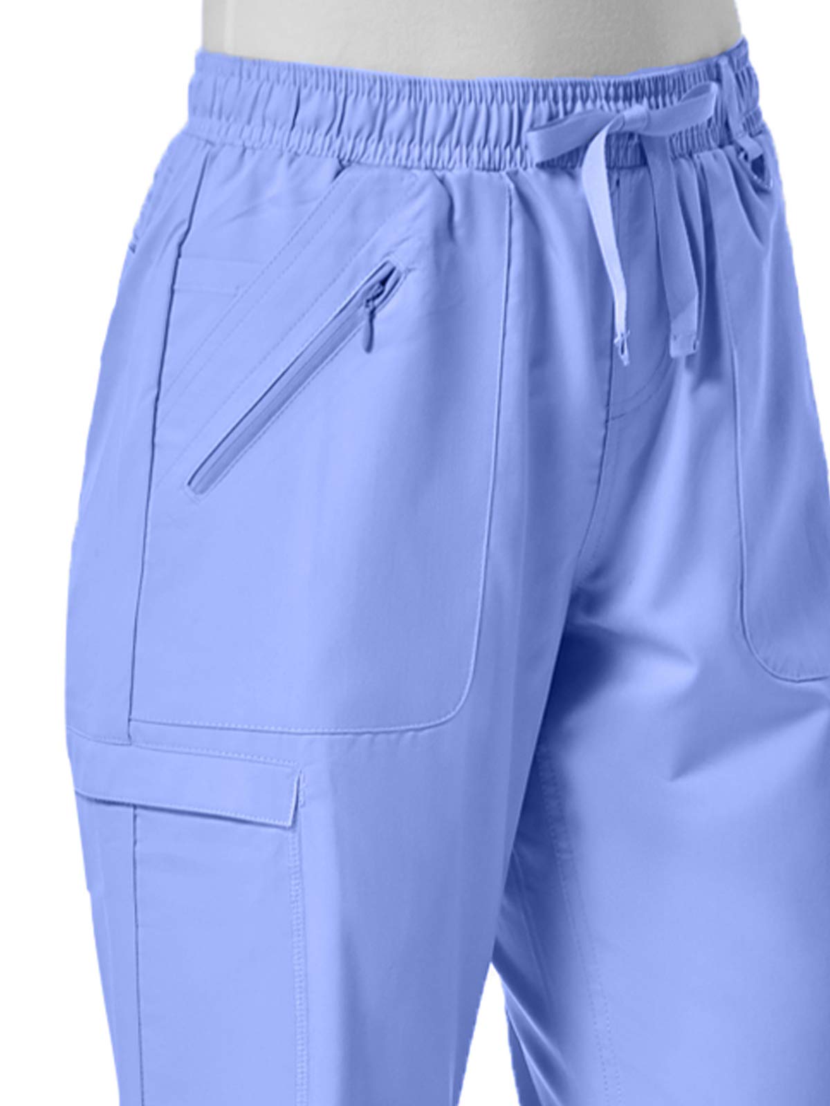 Maevn Women's Eon Full Elastic Cargo Scrub Pant, Ceil Blue, XX-Large