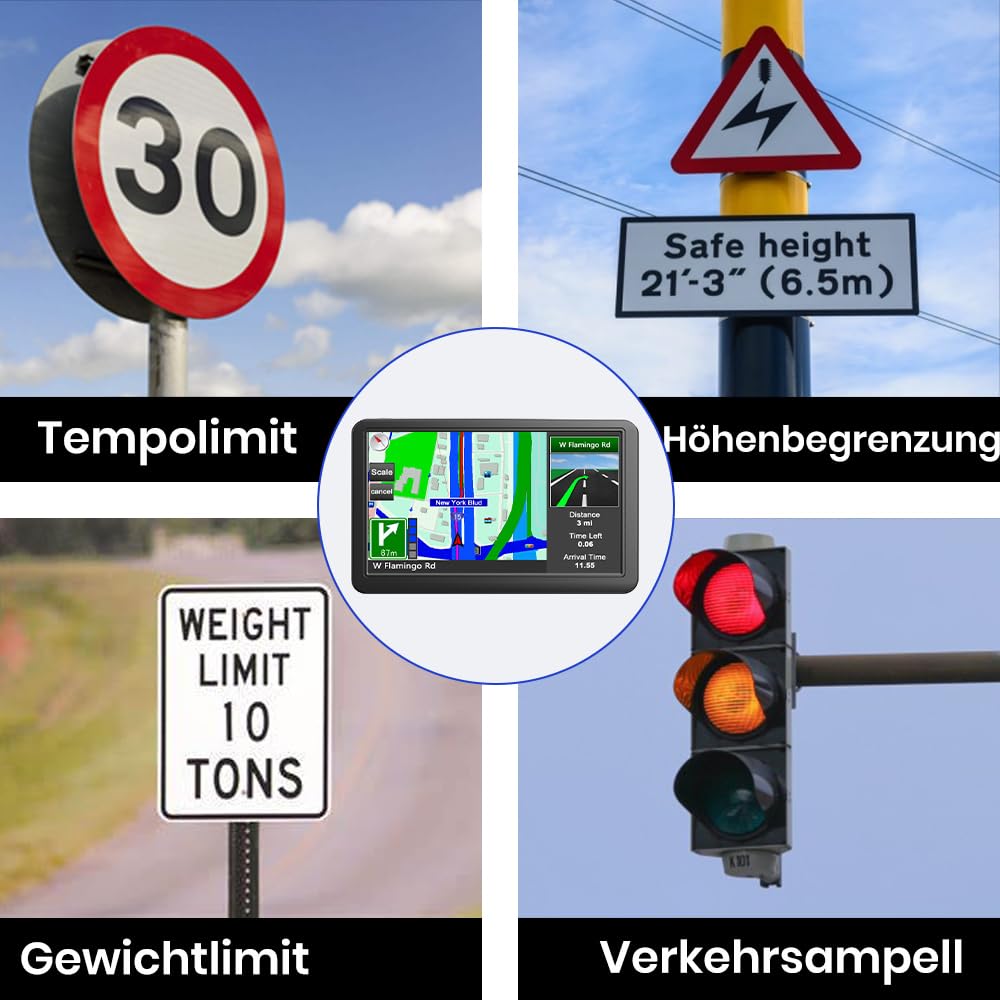AWESAFE Navigationsgerät für Auto mit Bluetooth, 7 Zoll Touchscreen, 2024 Europa Karten unterstützt Karteupdate, GPS Navigation für Auto PKW KFZ LKW