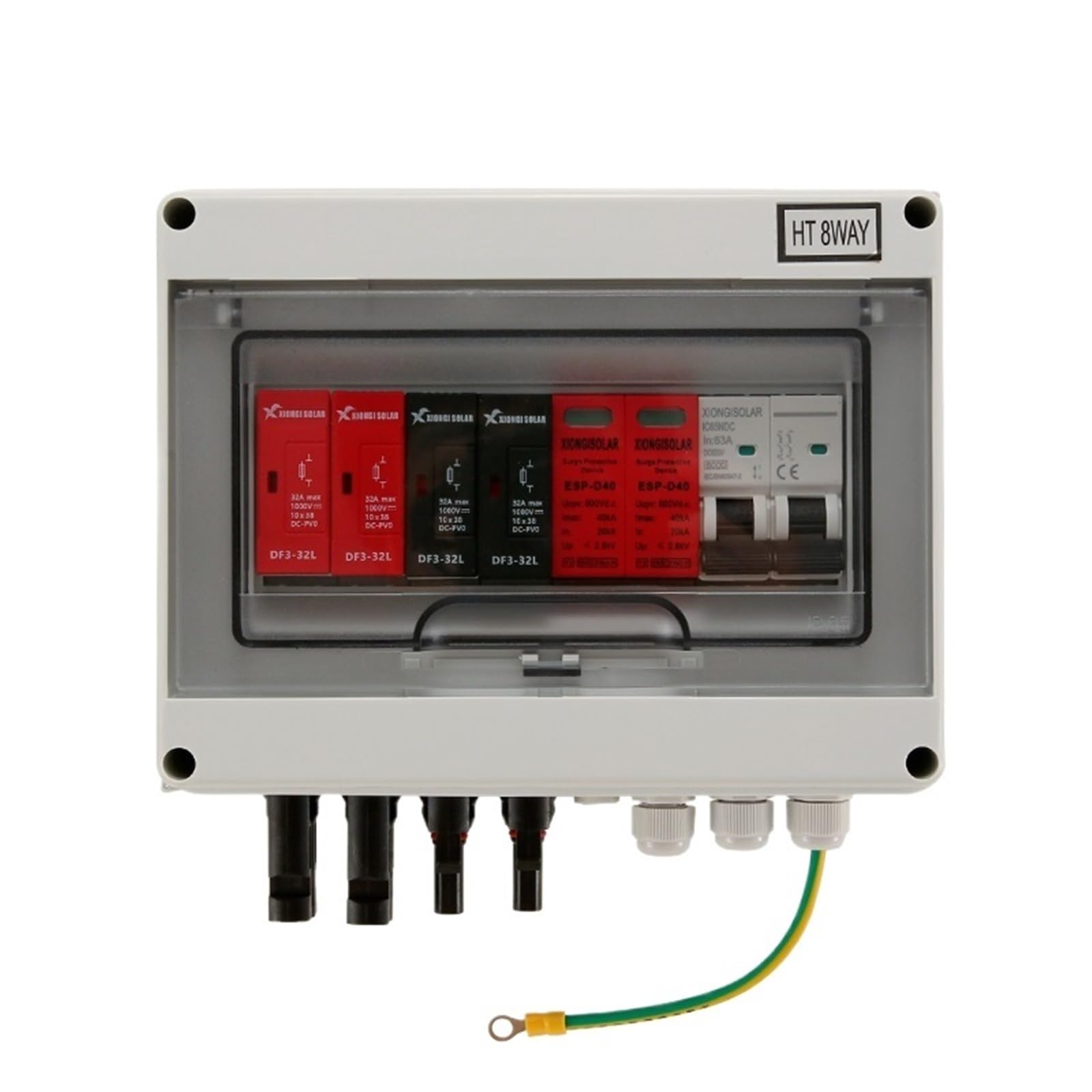 Quadro di combinazione fotovoltaico solare con protezione contro i fulmini, 2 ingressi, 1 uscita, DC 600 V, fusibile MCB SPD, scatola impermeabile a 2 stringhe, IP65(25A DC MCB)