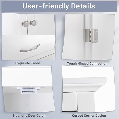 Miniatura 7 de LOKO Moderno armario alto para despensa de cocina, 62 pies de alto, blanco, grande (24 x 16 x 62 pies), 2 estantes ajustables, 2 cajones grandes,