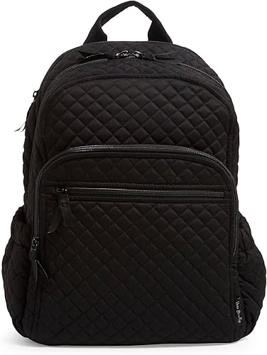 Vera Bradley Mochila Campus de Algodón para Mujer, Negro algodón reciclado