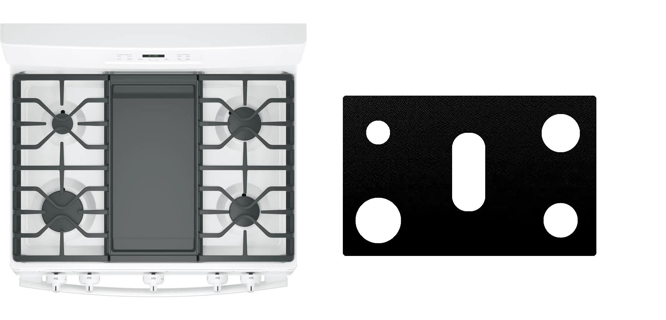 Custom Fit Reusable Burner Liner for General Electric GE Gas Range Stove Protect Your Stovetop with this Splatter Guard Cover - JGBS66REKSS