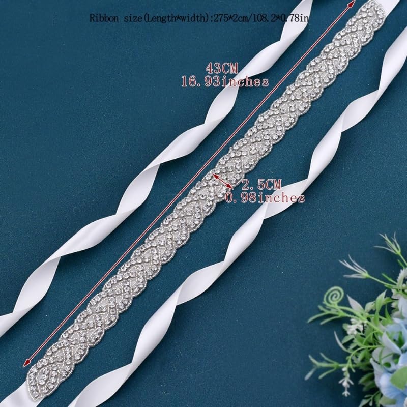 Bridal Rhinestones Sash Applique Beaded Waist Belt Handmade Crystal Bridal Belts Thin Evening Dress Accessories4