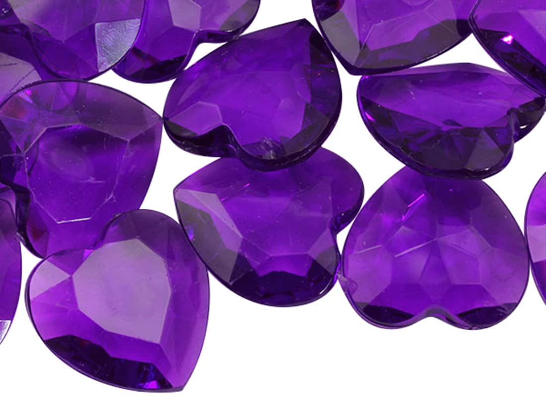 Allstarco 27mm Purple CH22 Heart Acrylic Pirate Treasure Gems Plastic Jewels For Party & Games, Table Scatter, Vase Fillers