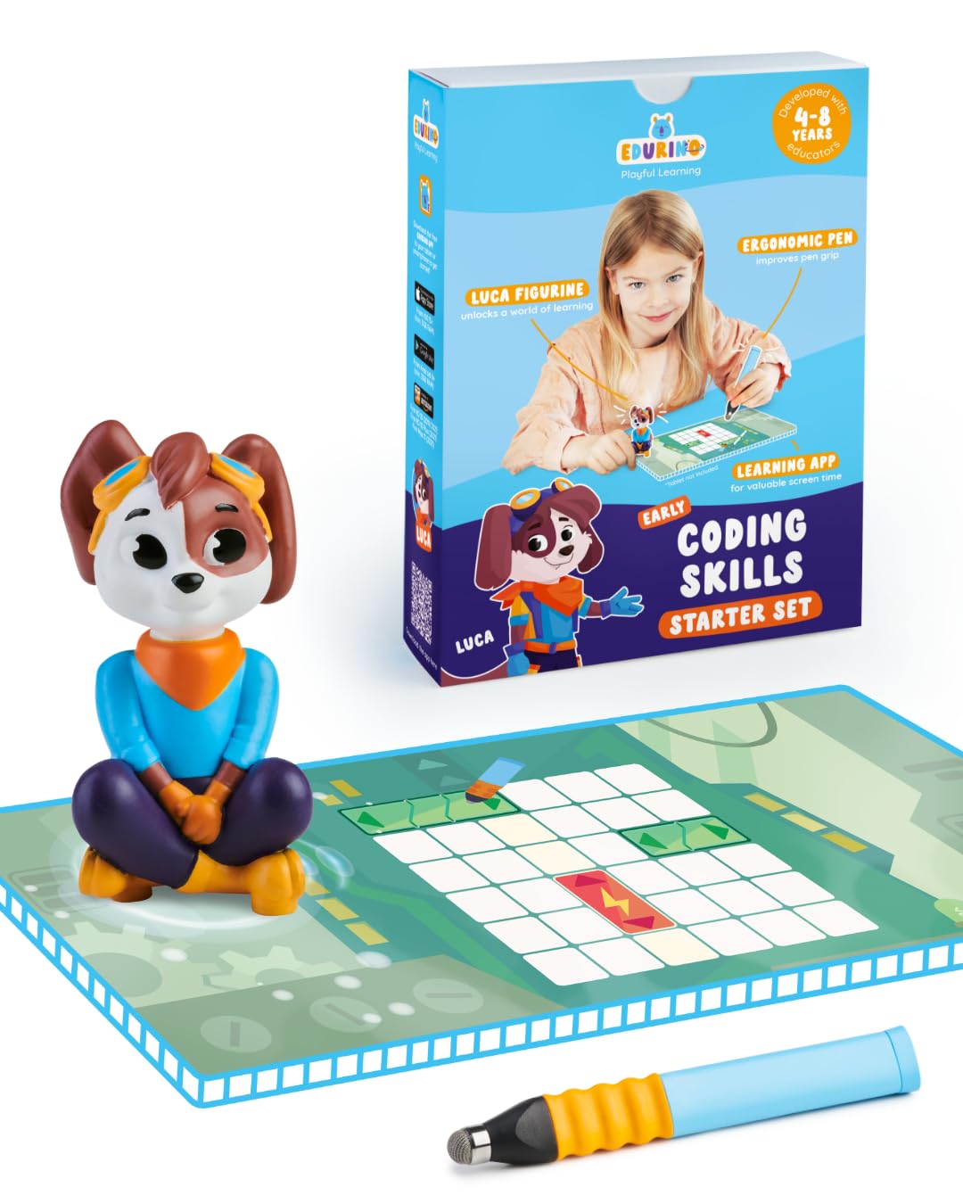 Edurino Luka Starter Set Logical Thinking & Coding from 4 Years Including App I Innovative & Digital Educational Game I Playfully Recognize Structures & Patterns I Puzzles & Puzzles