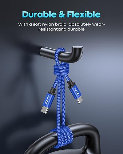 Miniatura 15 de Cable USB C a USB C, 60 W (3 A), carga rápida tipo C a tipo C, cable de carga trenzada compatible con Samsung S23 Ultra S22 S21 S20, Note10, Pixel 7