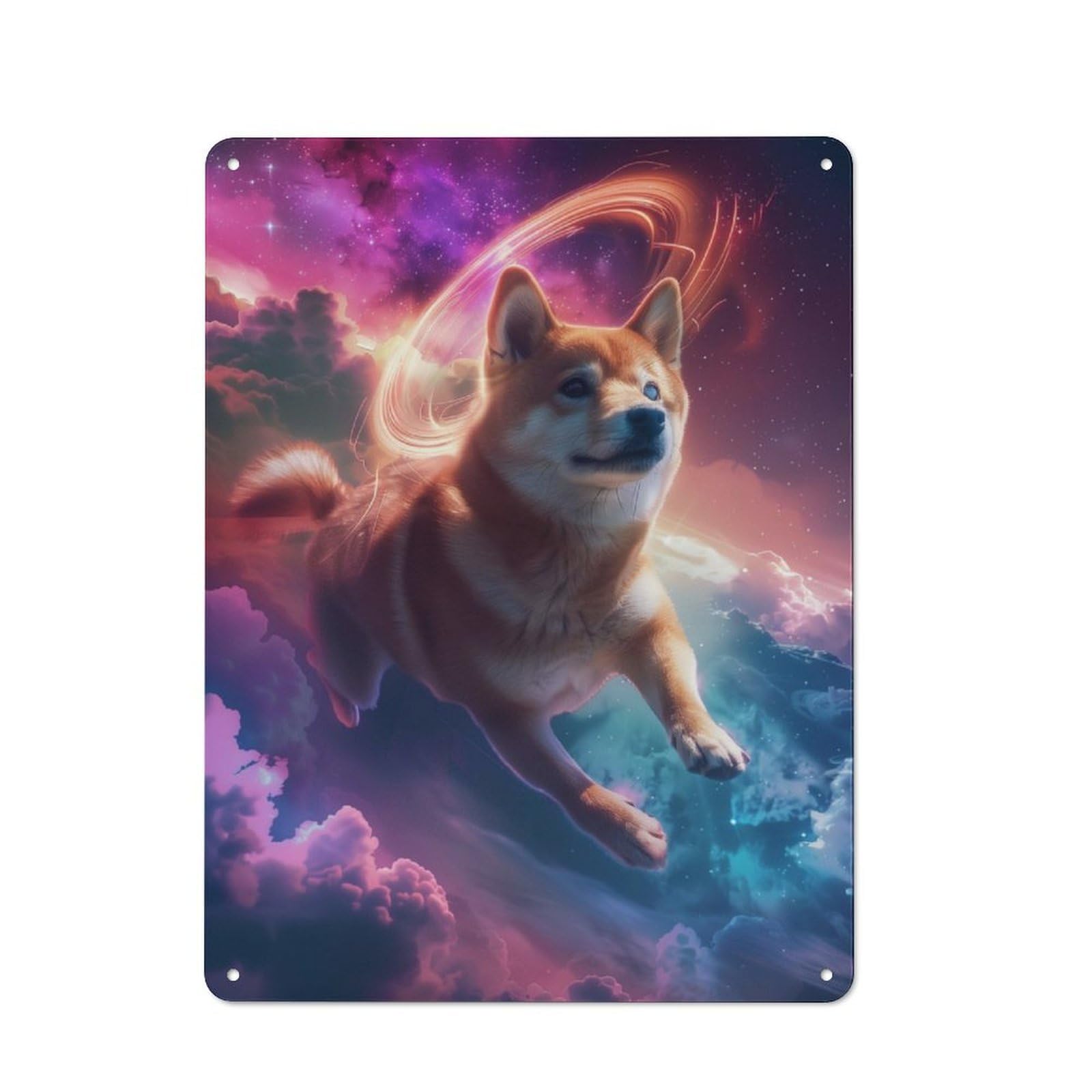 Junmoney Holy Shiba Inu In The Sky Rustic Tin Sign 40X30cm Featuring For Garage Or Workshop, For Updating Garage And Workshop After Moving