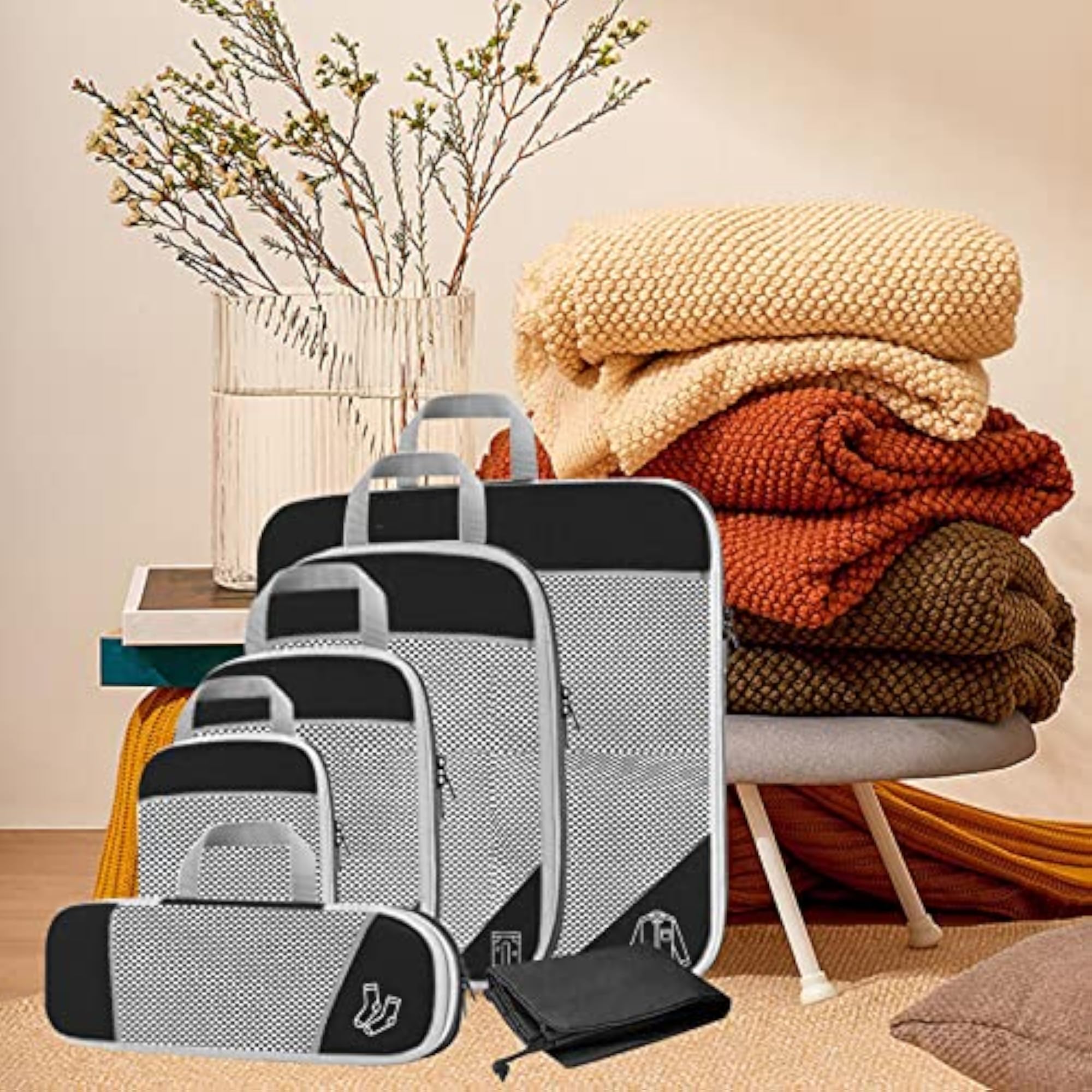 Compression Packing Cubes for Lightweight Travel Organization