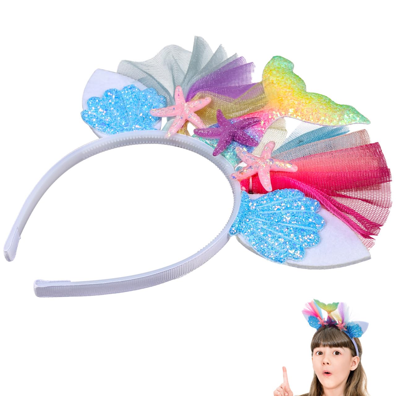 Healeved Cerchietto a sirena, multicolore per travestimento da principesse