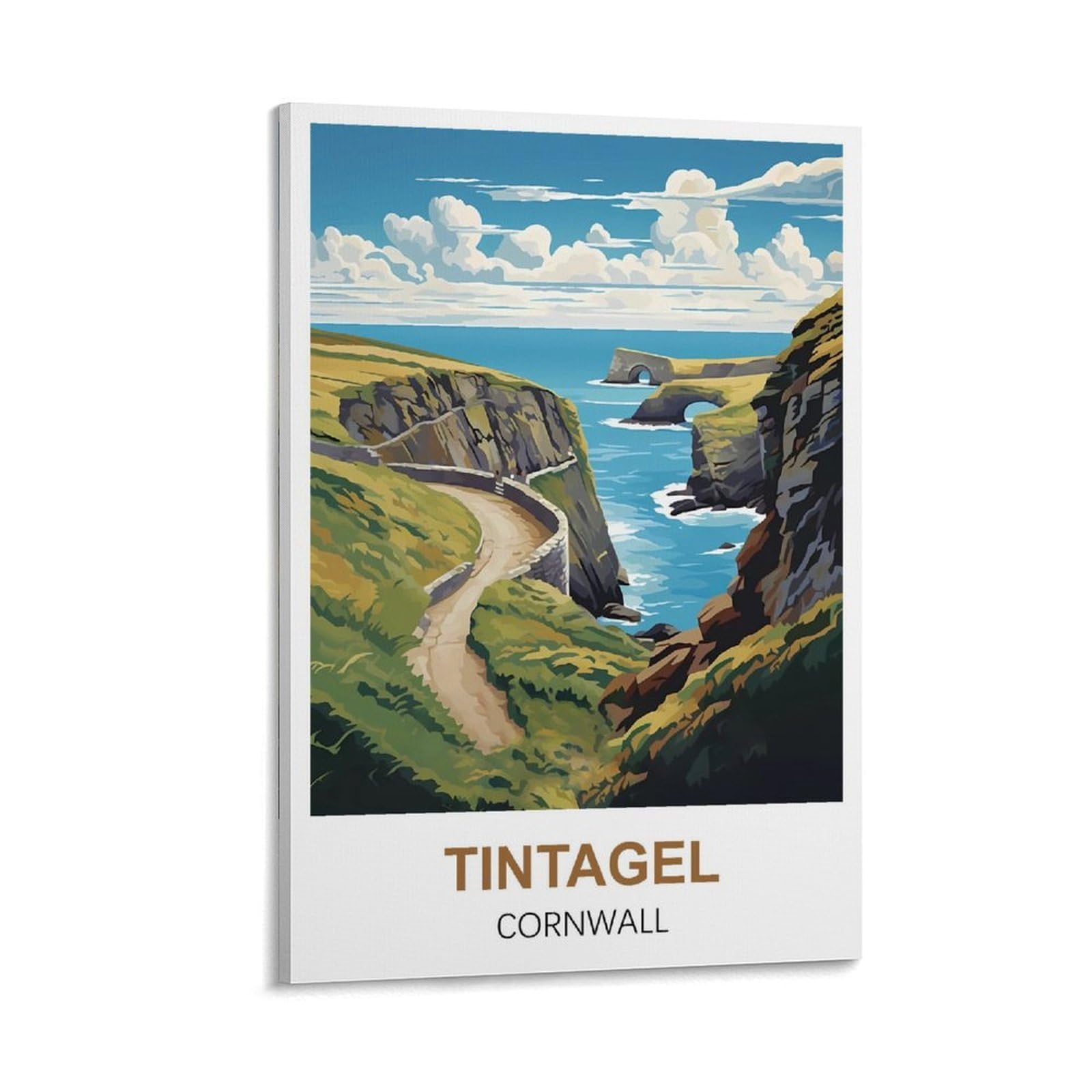 ZZHHEGN Tintagel Cornwall Vintage Travel Poster 12x18inch(30x45cm) Canvas Art And Wall Art Picture Print