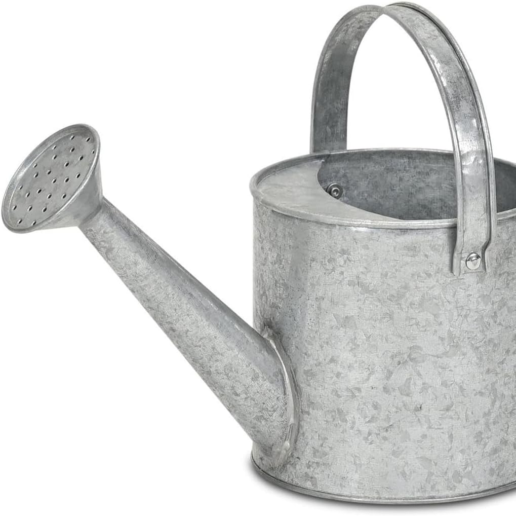 HomeRoots 7" Gray Galvanized Metal Decorative Watering Can