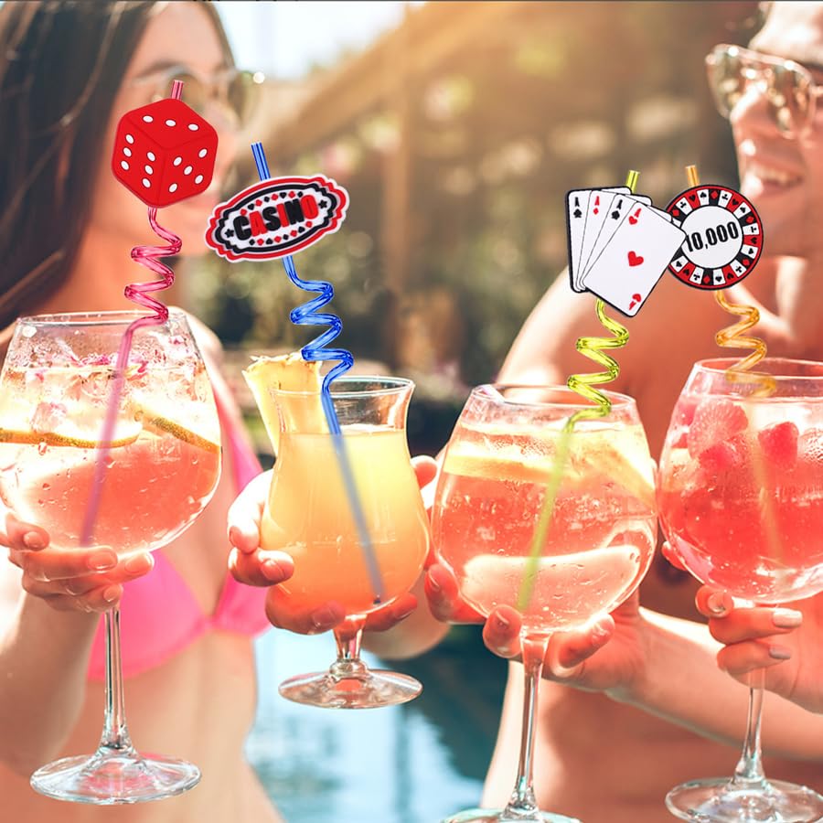 Pitillos Plásticos con Diseño Casino ARFUKA 12 Unidades miniatura 3