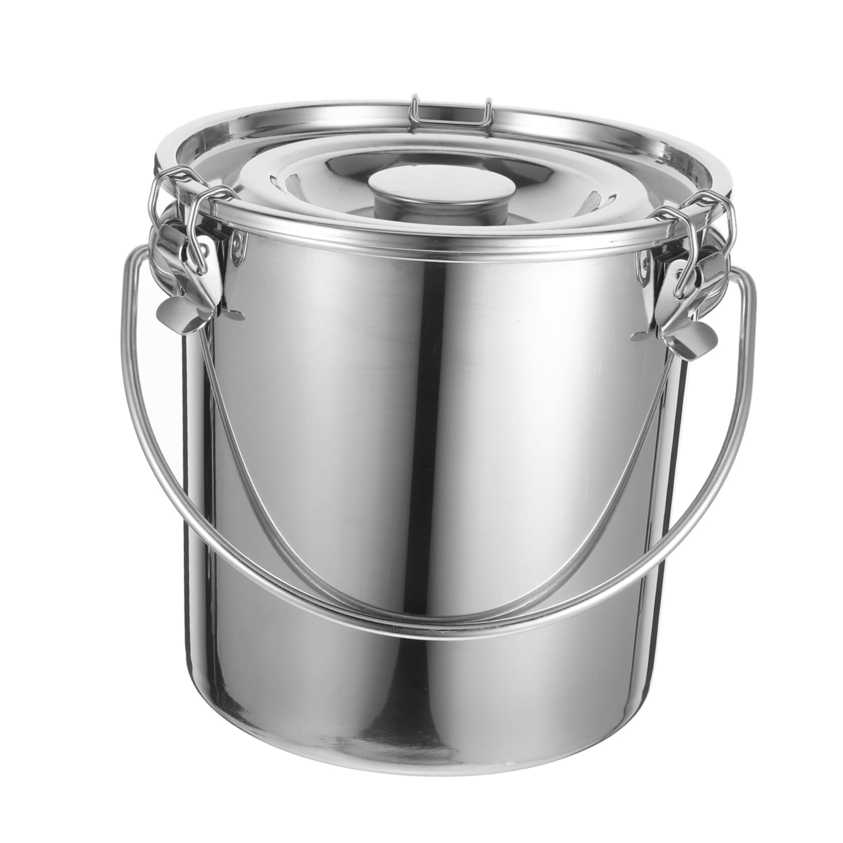 Edelstahl Eimer 6l mit Deckel und Bügel, Silber, Verschließbar