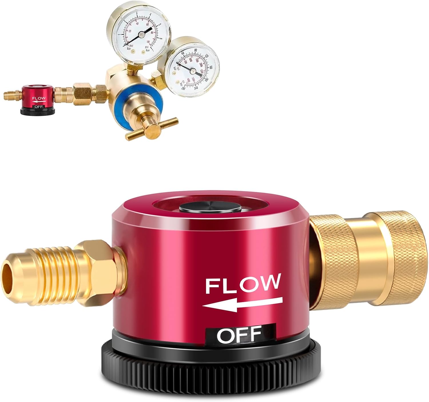 Nitrogen Purge Tool, Nitrogen Regulator HVAC, Metal Nitrogen Purging Tools, Nitrogen Purge Regulator Tool, Adjustable Nitrogen Flow Regulator, HVAC Purge Nitrogen Flow Regulator, Red