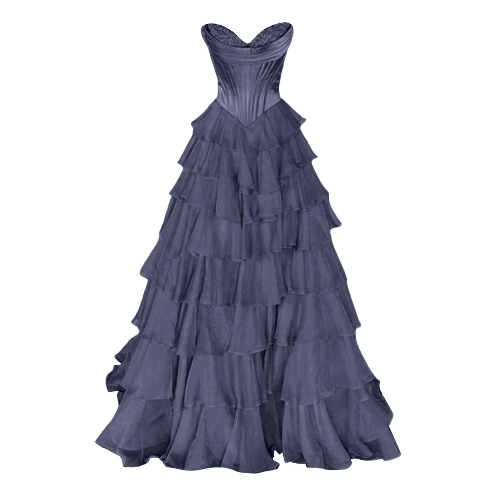Abschlussballkleid Damen Bandeau Kleid Kuchen-Layers Korsett Abendkleider Elegant Partykleid Hochzeit Abschlusskleid Trägerloses Ballkleider Brautjungfernkleider A-Linie Festliches Cocktailkleid