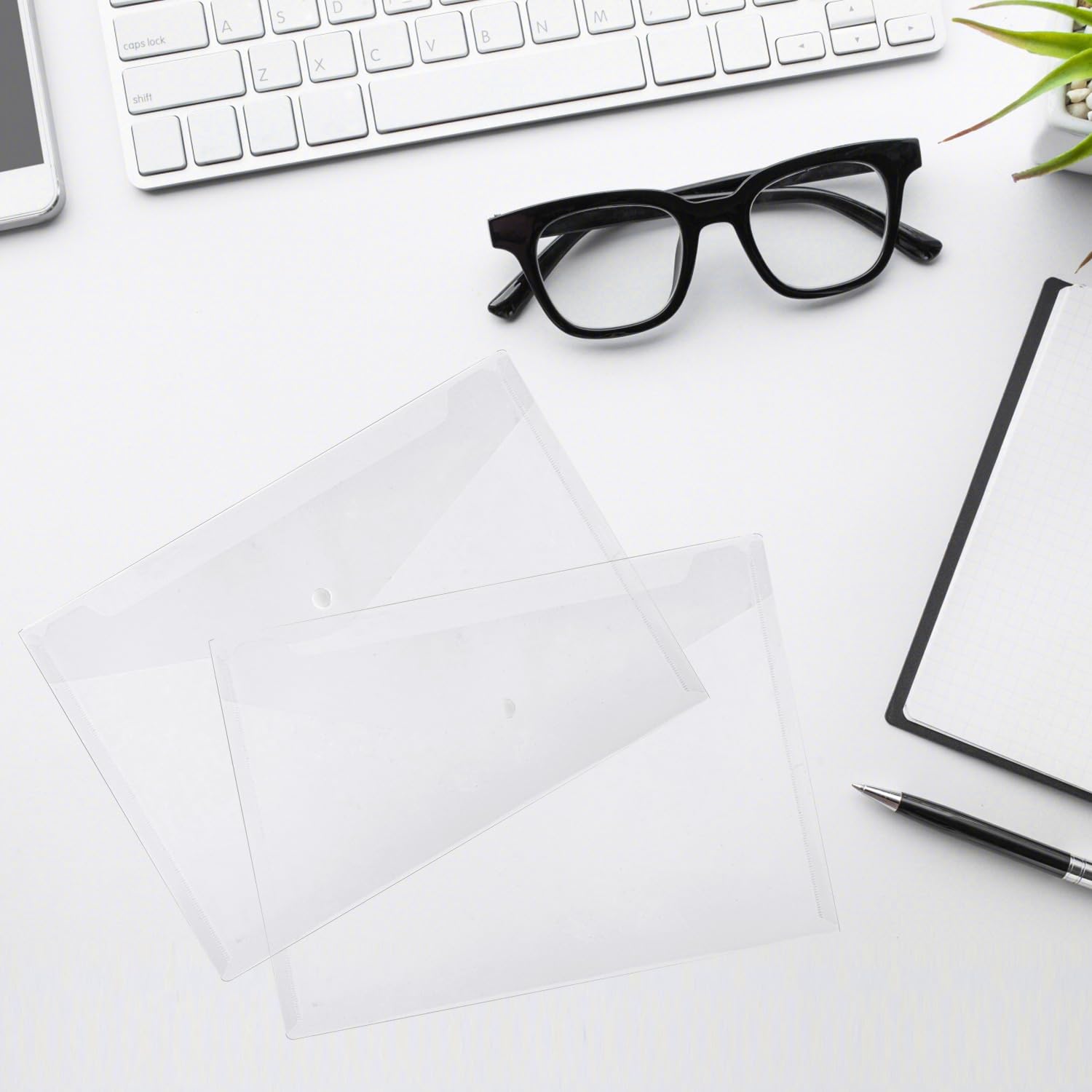 Paquete de 10 Carpetas Archivadoras, Portadocumentos de Plástico Transparente A4 para Archivos, Sobres de Documentos, Carteras con Bolsillo