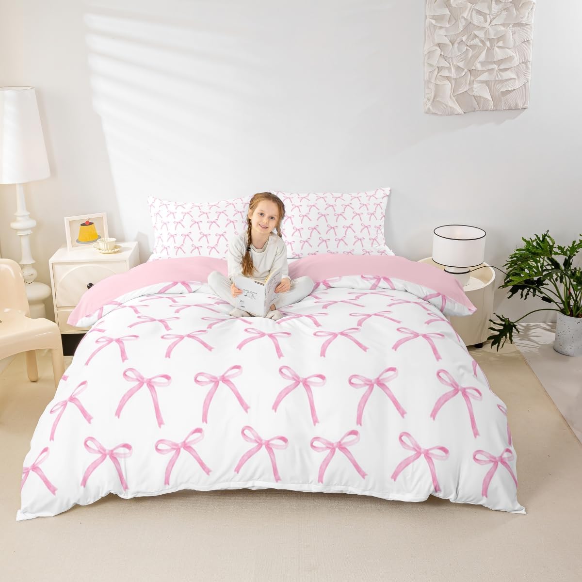 Parure de lit décoration chambre de filles le cadeau idéal avec housse de couette rose