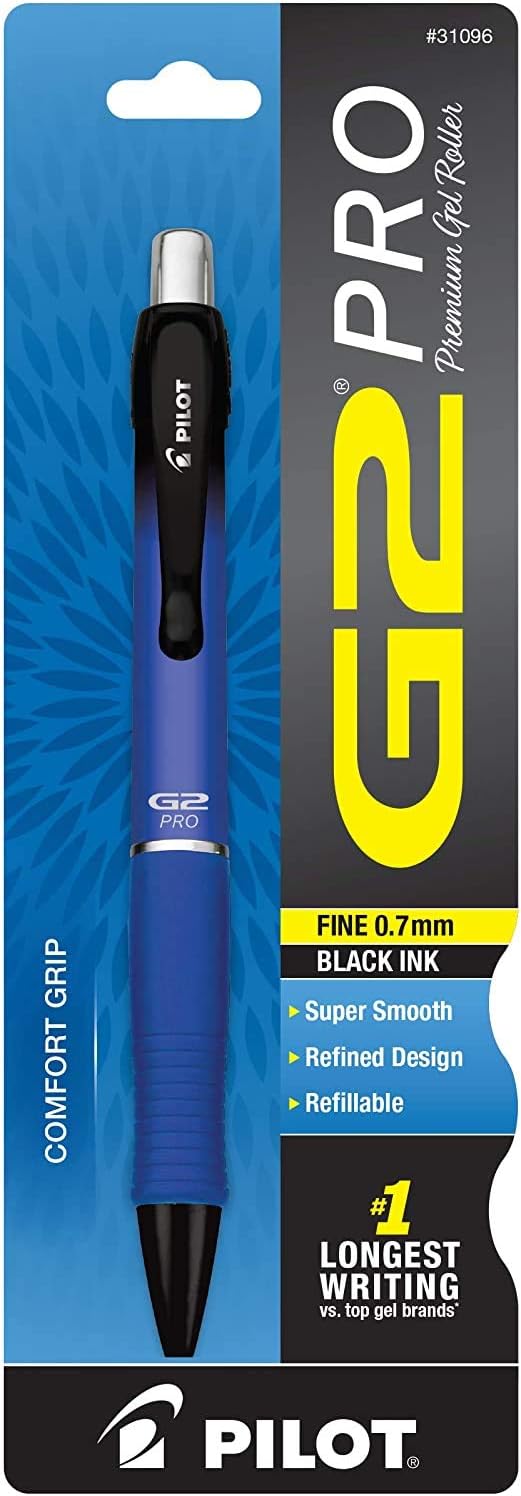 6 Pack G2 Pro Roller Ball Retractable Gel Pen, Black Ink, Fine by PILOT (Catalog Category: Paper, Pens & Desk Supplies / Pens)