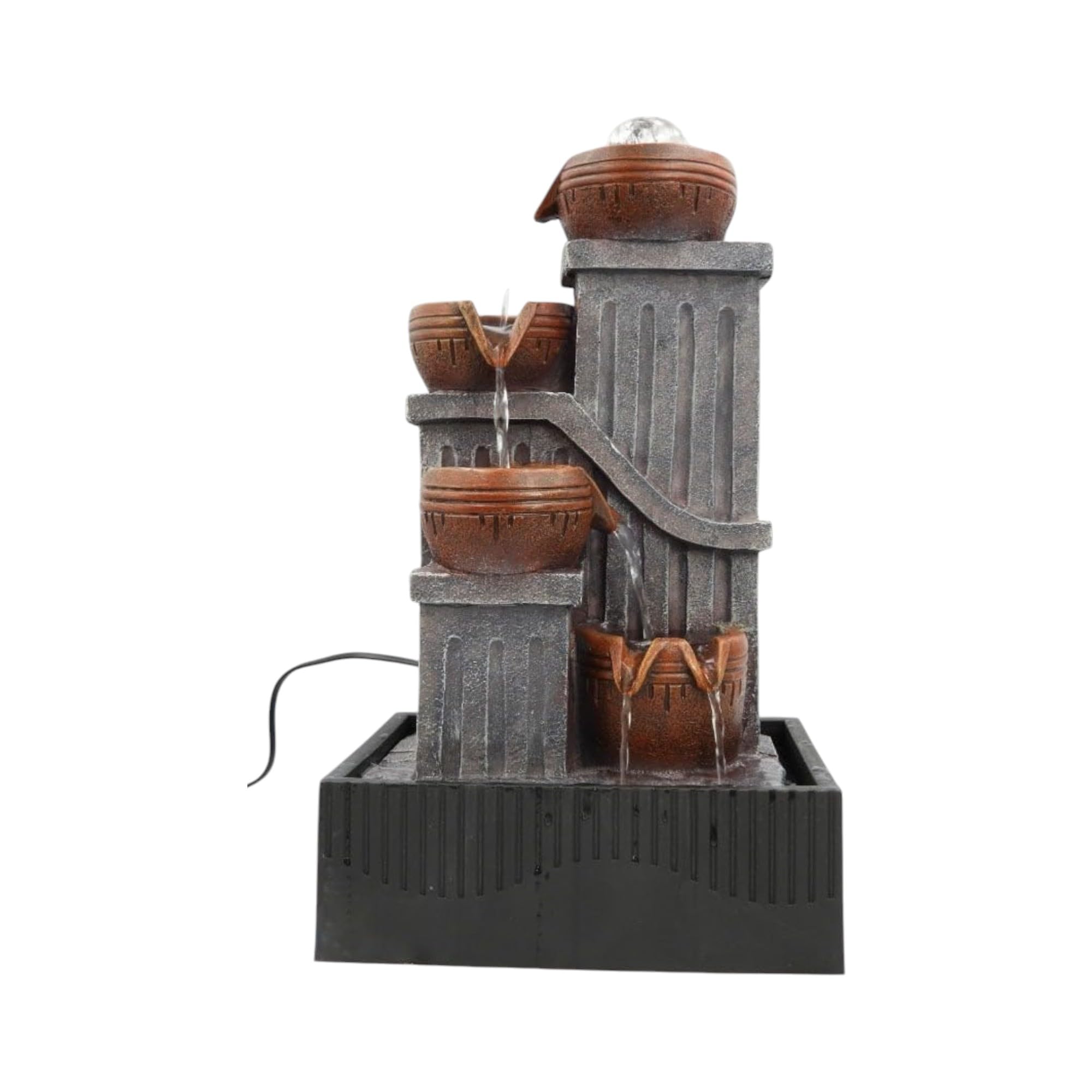 Tabletop Electric Water Fountain Farmland Design Includes Rotating Ball Great for Relaxing Indoor Home Office Events Decoration (Design14)