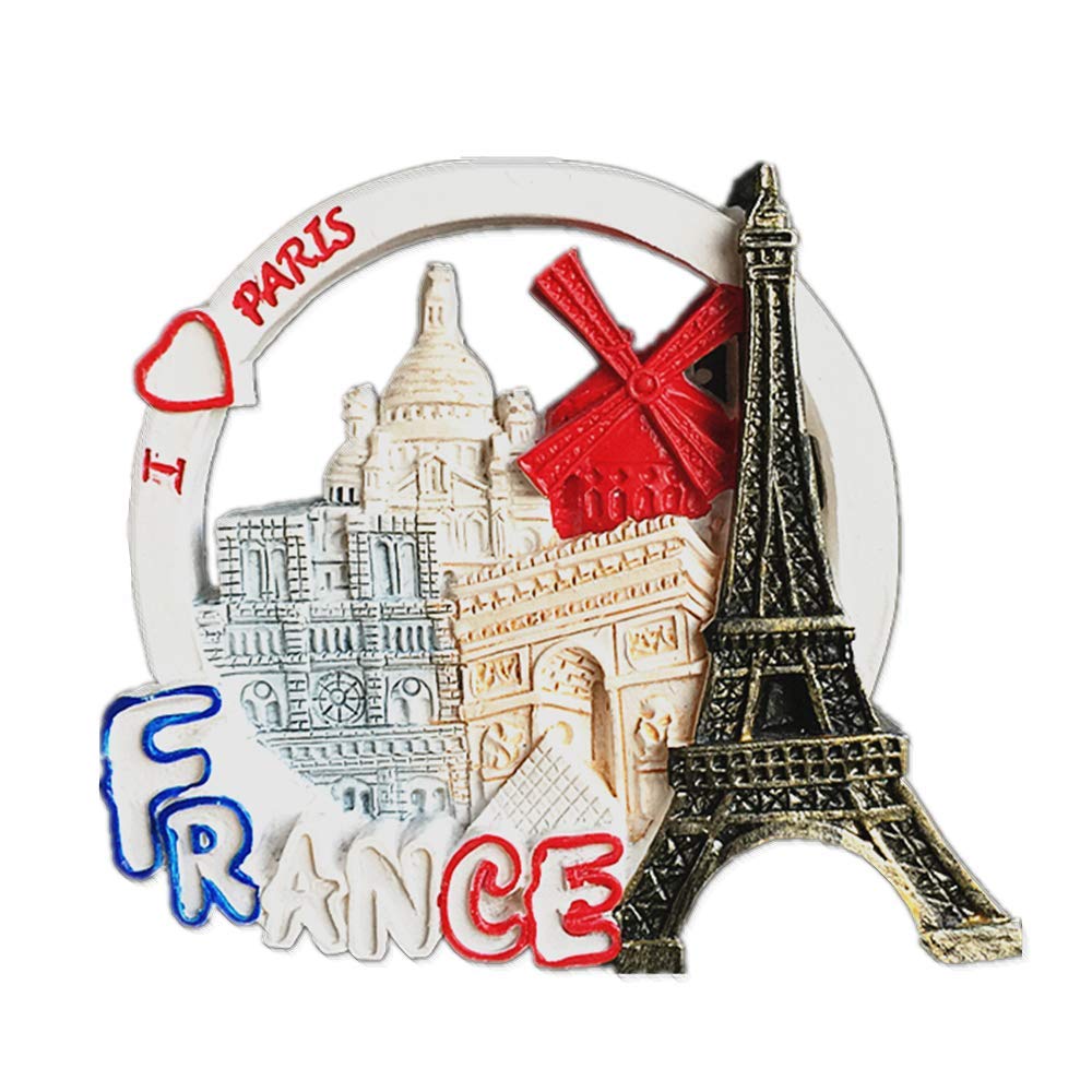 Attractions Collection of Paris France 3D Fridge Magnet Souvenir Gift Home Kitchen Decoration Magnetic Sticker, Paris France Refrigerator Magnet Collection