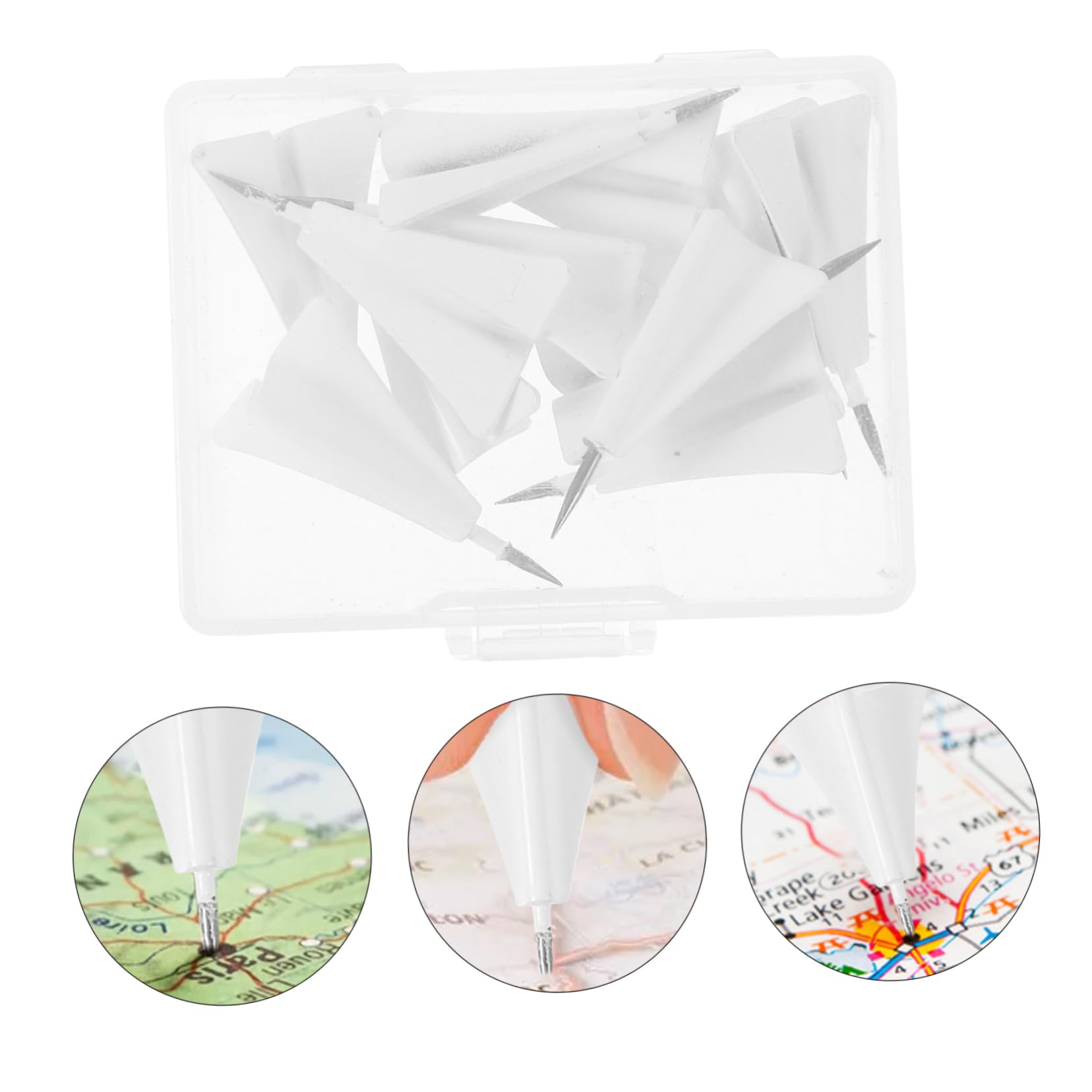 Veemoon 5 Boîtes Punaise d'avion en Métal Punaises Goupille Carte Feutrine Feutre Poussoir Épingles Clips De Punaise Accessoires pour Tableaux en Liège Blanche