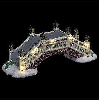 FEERIC LIGHTS & CHRISTMAS - Accesorio del Pueblo de Navidad, Puente de Piedra - Puente de Piedra Gris