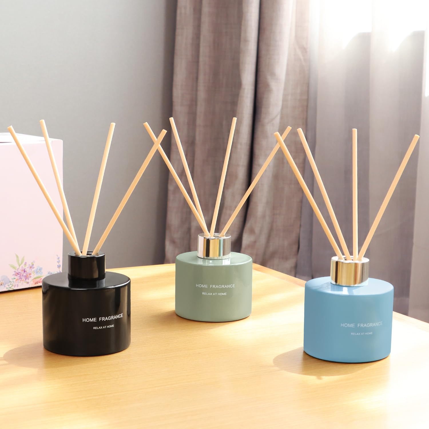 L'odeur Vill Difusor de Aromas Vainilla/Lavanda/Ámbar, Ambientador Hogar con 18 Varillas Ambientador,120ml × 3, Esencial de Fragancia para casa para el Dormitorio, Oficina, baño decoración.