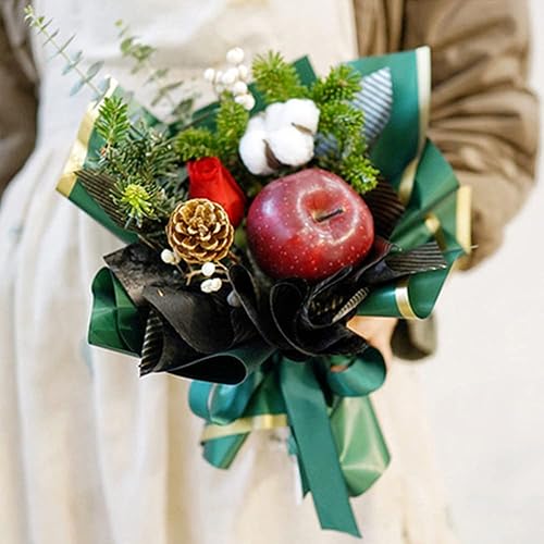 Miniatura 5 de XZJMY 20 hojas de papel de regalo de flores, ramos de flores doradas, papel de regalo gruesoimpermeable, suministros de envoltura de ramo de