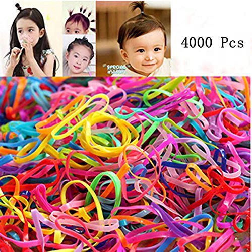 JIAHUI 4000 pcs Multi Candy Color Tpu Baby Girl's Kids Hair Holder Hair Tie Elastic Rubber Bands