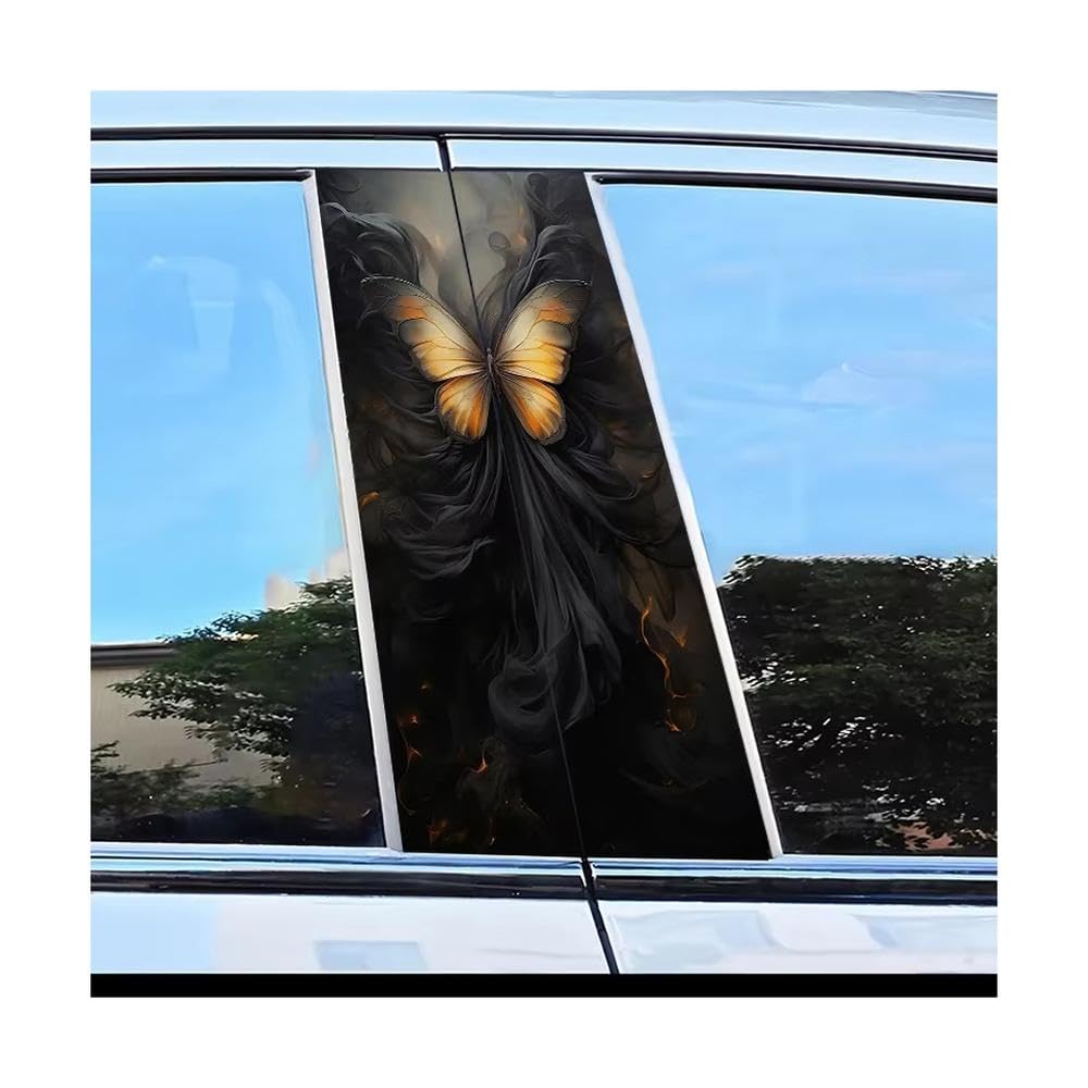 Bertdcx One Color Door Pillar Window Trim Anti Scratch Butterfly Sticker Auto Parts
