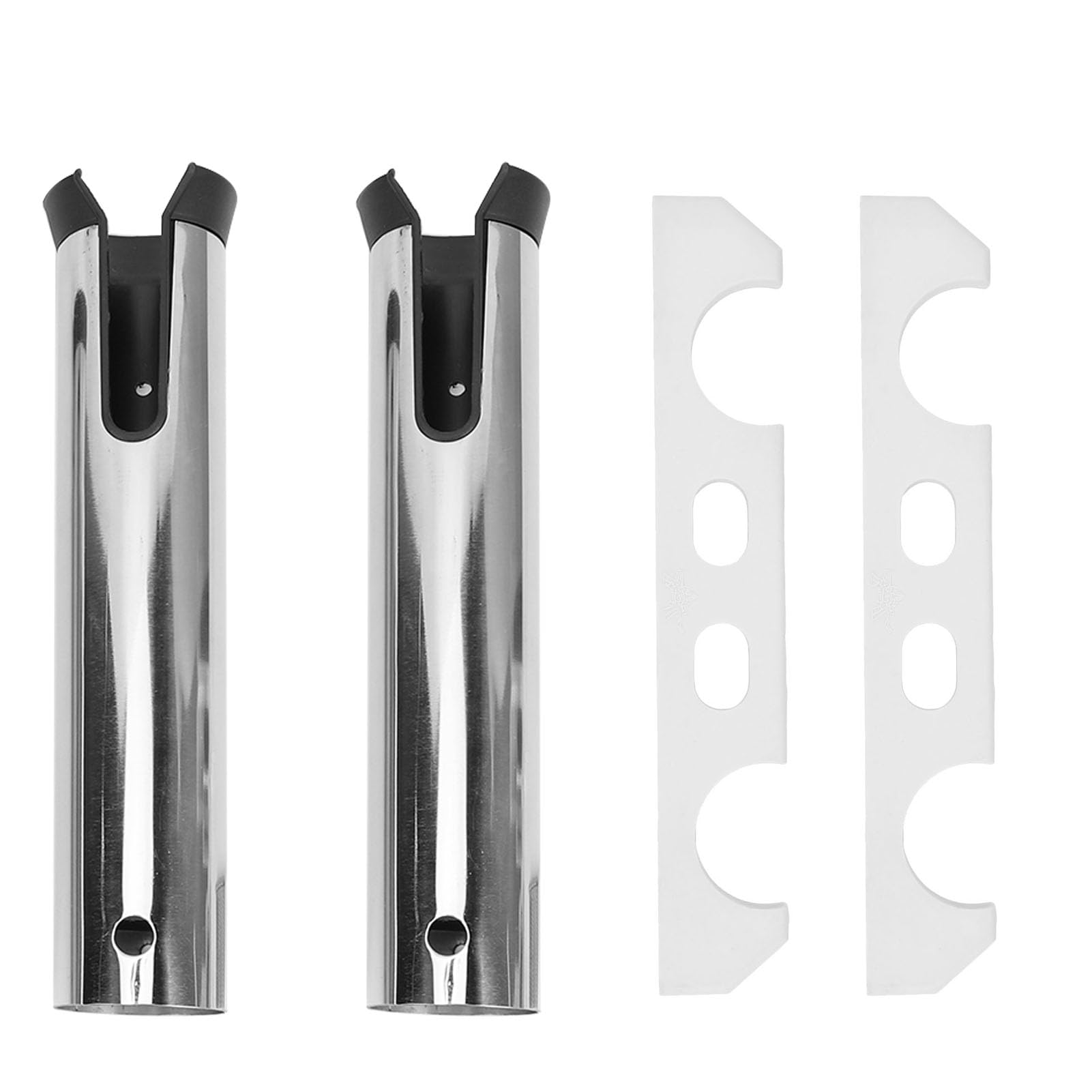 Hidyliu Soporte para Caña de Pescar de Acero Inoxidable, Soporte de Tubo de Doble Enlace Resistente para Yate Marino RV, 2 Unidades