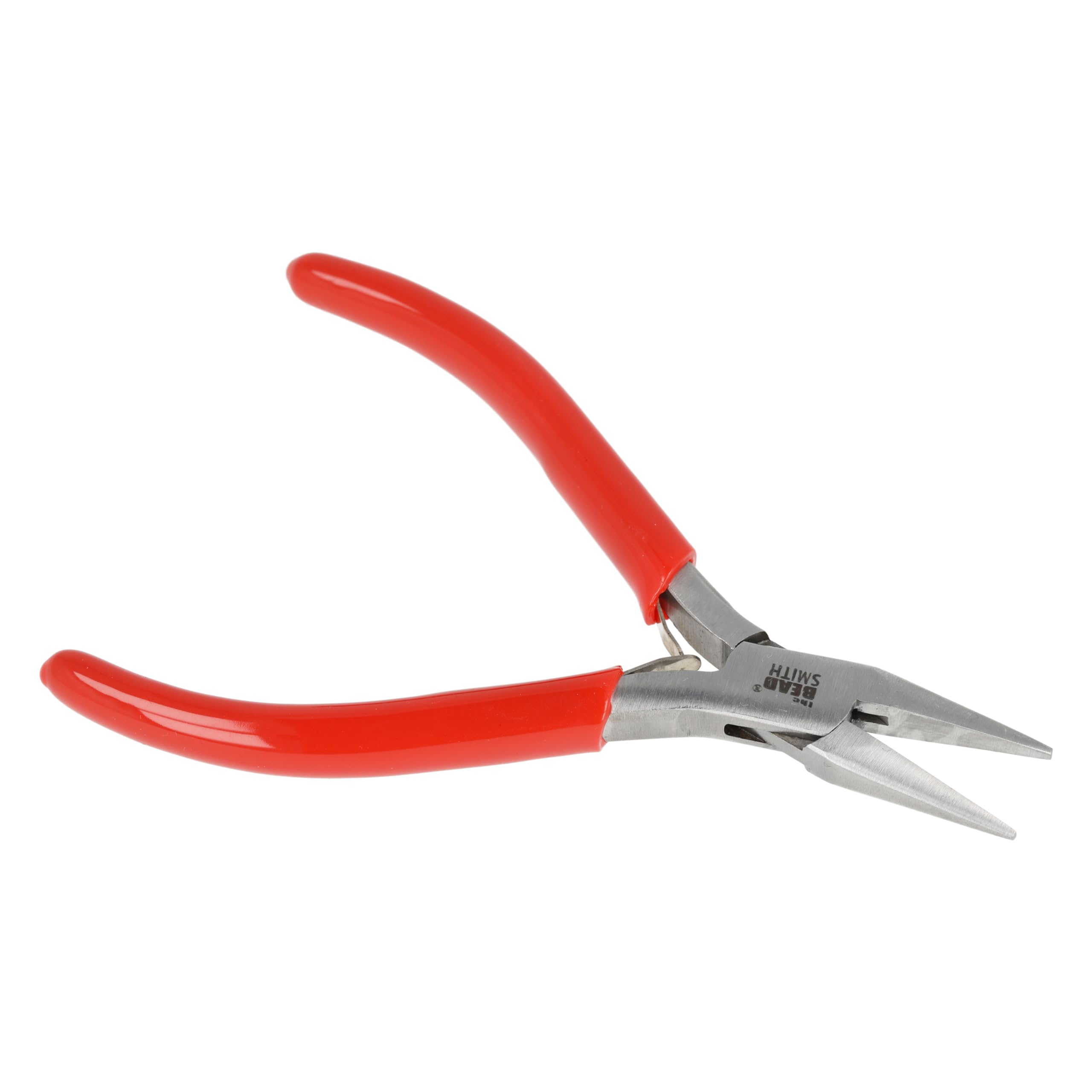 The Beadsmith Szczypce do nosa z wąską linią, 120 mm z polerowaną stalową głowicą, czerwony uchwyt z PVC z podwójną sprężyną, narzędzie do produkcji biżuterii