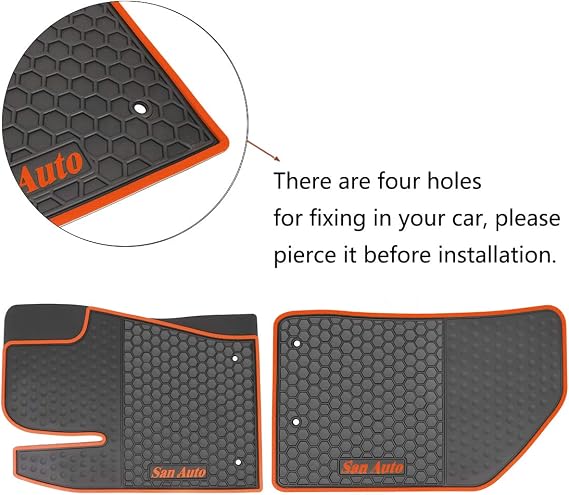 Car Floor Mats for Jeep Renegade 2015-2025 2026 Custom Fit Black Orange Rubber Car Floor Liners Set All Weather Protection Heavy Duty Odorless