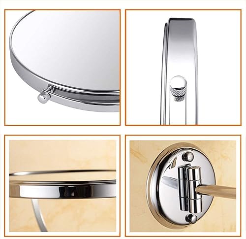 Miniatura 6 de GEBBEM Espejo de maquillaje montado en la pared, espejo de afeitado de baño de aumento 10X, espejo giratorio de tocador de doble cara, brazo