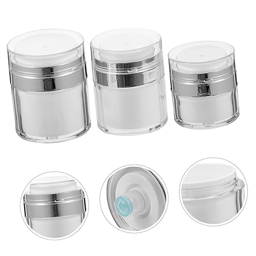 Vista 24 de FRCOLOR 4 botellas de bomba sin aire de 1.0 fl oz botellas recargables de loción de viaje botellas de prensa al vacío tarro de crema fundación 4