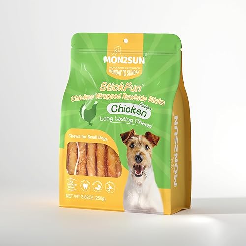 Miniatura 10 de MON2SUN Golosinas para perros, palitos de piel de pollo torcida de cuero crudo de 5 pulgadas, adecuadas para cachorros y perros pequeños, 5 pulgadas