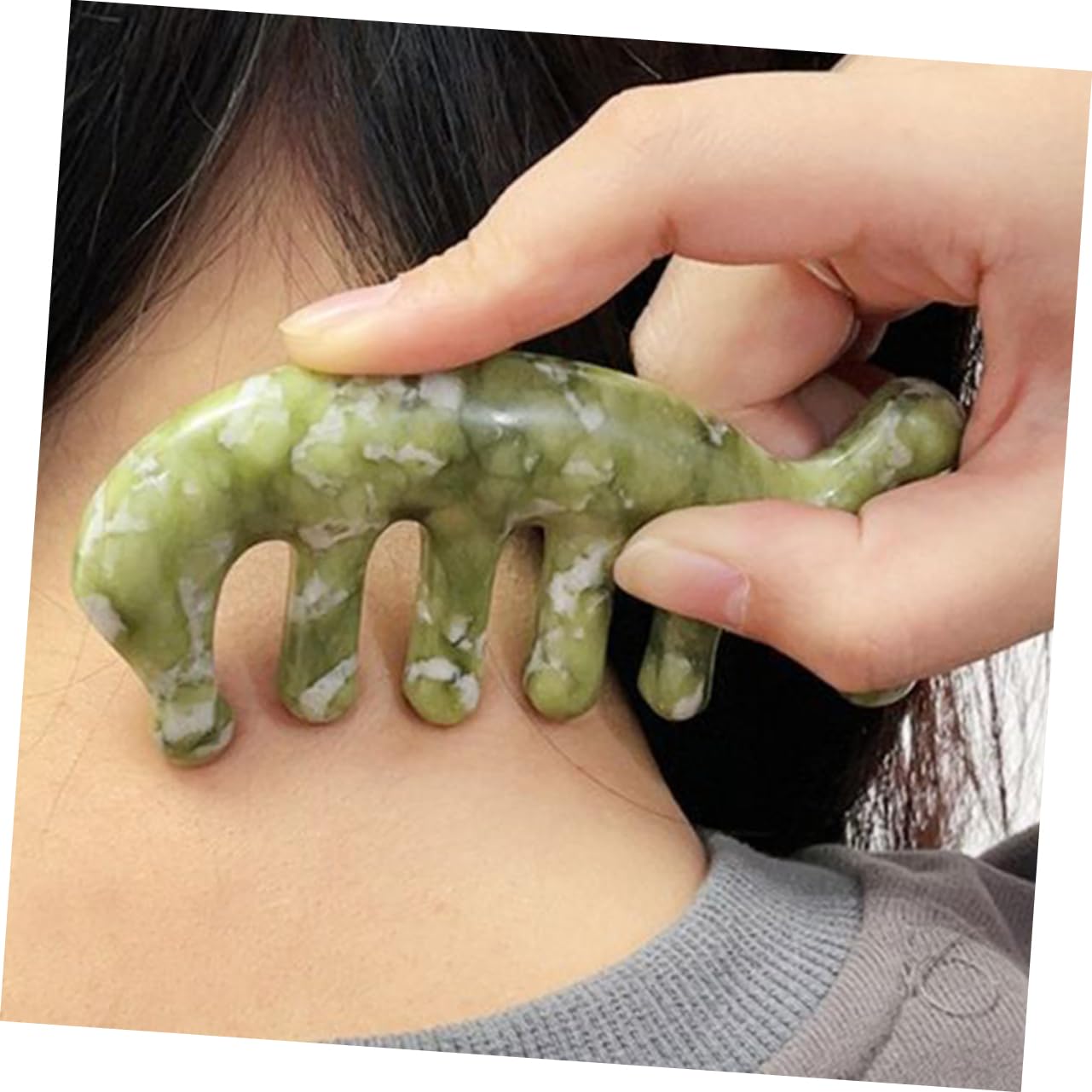 HOMOCONO Comb Reliable Massage Comb Jade Massage Comb Green Jade Massager Comb