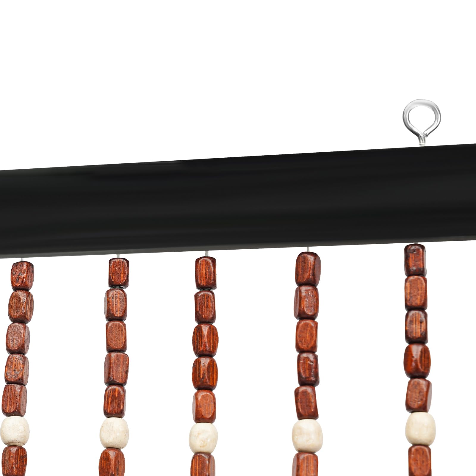 Rideau de porte en perles - Rideau à perles en bambou et perles en bois - 90 x 175 cm (l x H) - Convient pour fenêtre, maison, chambre à coucher - Beige