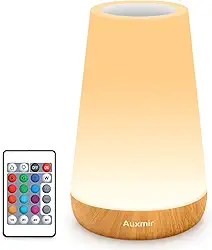 Auxmir Lâmpada de cabeceira de LED, luz noturna, controle remoto, regulável, 13 cores, 5 cores que mudam de brilho, ajustável, recarregável, lâmpada portátil para bebês, crianças, quarto, sala de