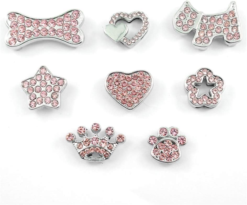 (50pcs/lot) Mixed Fashion Colorful 10MM Rhinestone Personalized Dog Pet Cat Collar Charms White S