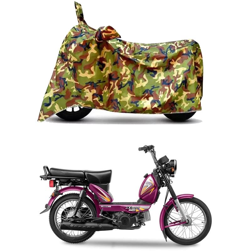 Image of Waterproof 100% PVC Coated Bike Scooty Two Wheeler Body Cover Compatible for TVS XL100 Heavy Duty i Touch /UV-Rays /Heat Protection /Birds Dropping /Scratchproof /Dust Proof [6X6 Jungle Print]