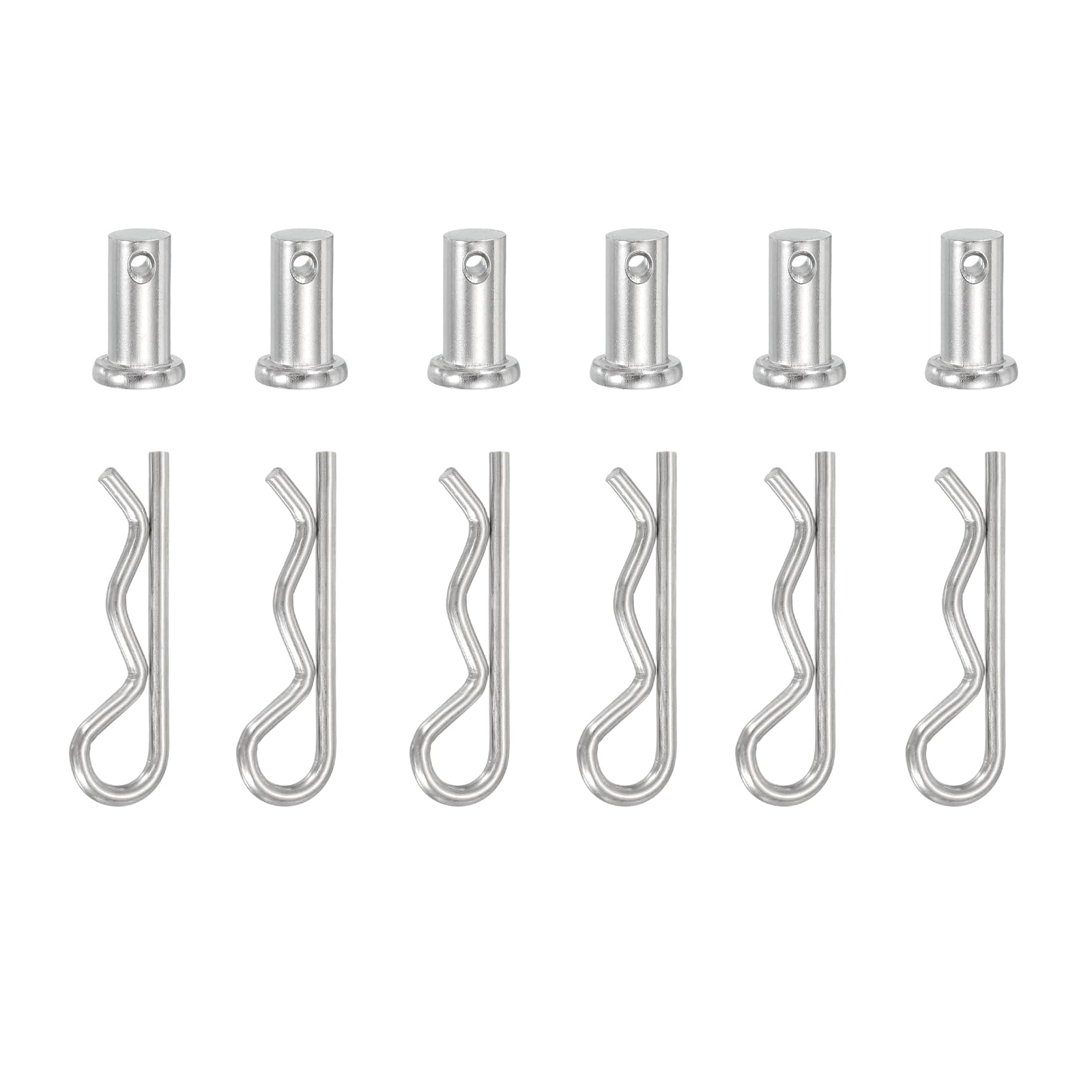 YELARXI 6 Pcs M10x20mm Single Hole Clevis Pin with R Shaped Spring Cotter Pin