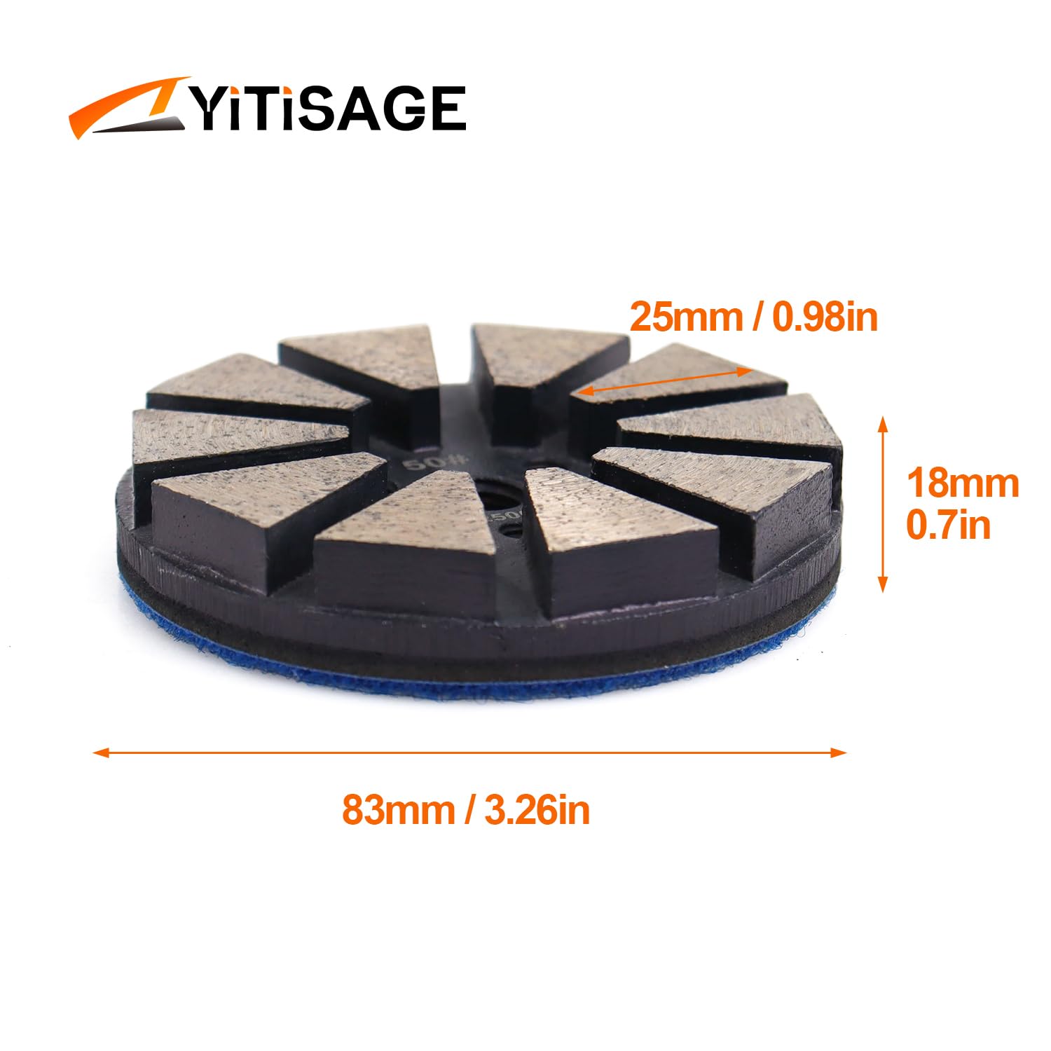 3" 3Pcs Metal Diamond Floor Polishing Pads Grit 50 Dry or Wet for Stone Tile Marble Granite Concrete Sanding Disc