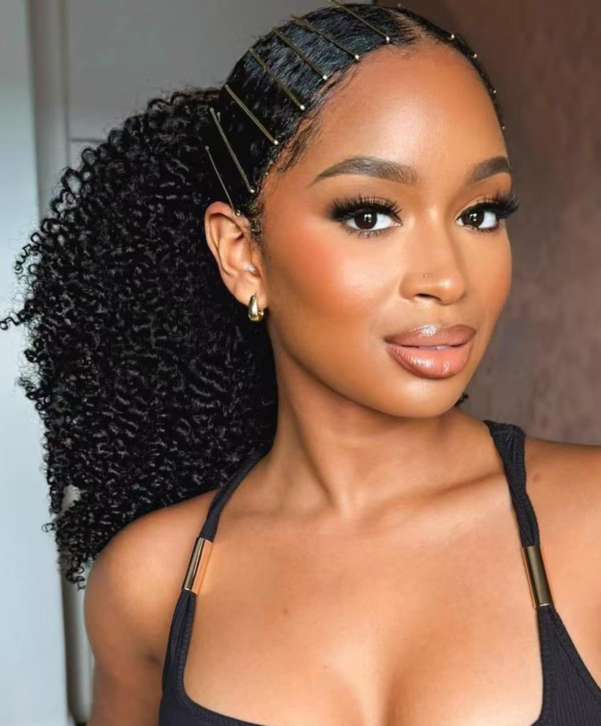 Afro Kinky Curly Drawstring Pontail Human Hair For Black Women,4C Natural Curly Drawstring Ponytail Extension,10A Brazilian Virgin Afro Puff Human Hair Ponytail (14 Inch)
