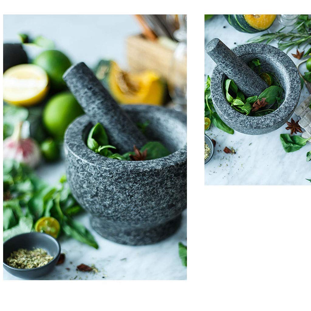 Stößel und Mörser, Premium-Stößel und Mörser aus massivem Granit, Gewürzbrecher, Mühle, Mahlpaste, Guacamole, Kräuter, Gewürze, Knoblauch, Ingwer