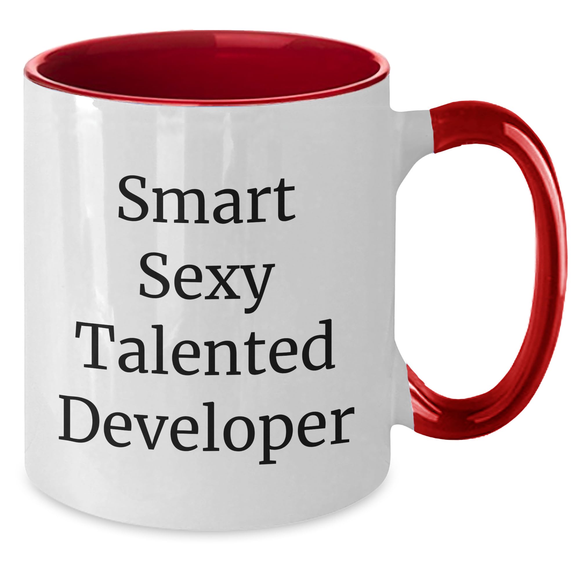 NAPAVI Developer's Delight, Funny Quote, Smart Sexy Talented Developer Gifts, Two Tone Coffee Mug for Christmas, Gifts from Friends and Family to Developer (150-200 characters in total)