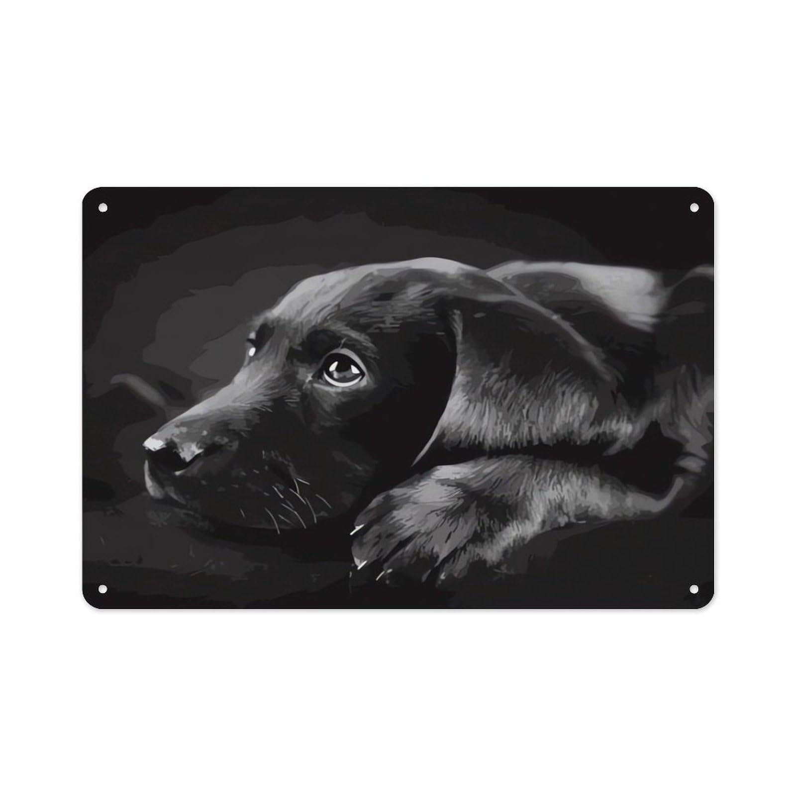 VstaDank Vintage Metal Sign Sublimation Aluminum Black Labrador Puppy Plaque Sign Weatherproof Art Decorative Wall Plate Boho Aluminum Wall Hanging Decor Retro Poster Plaque 8x12in
