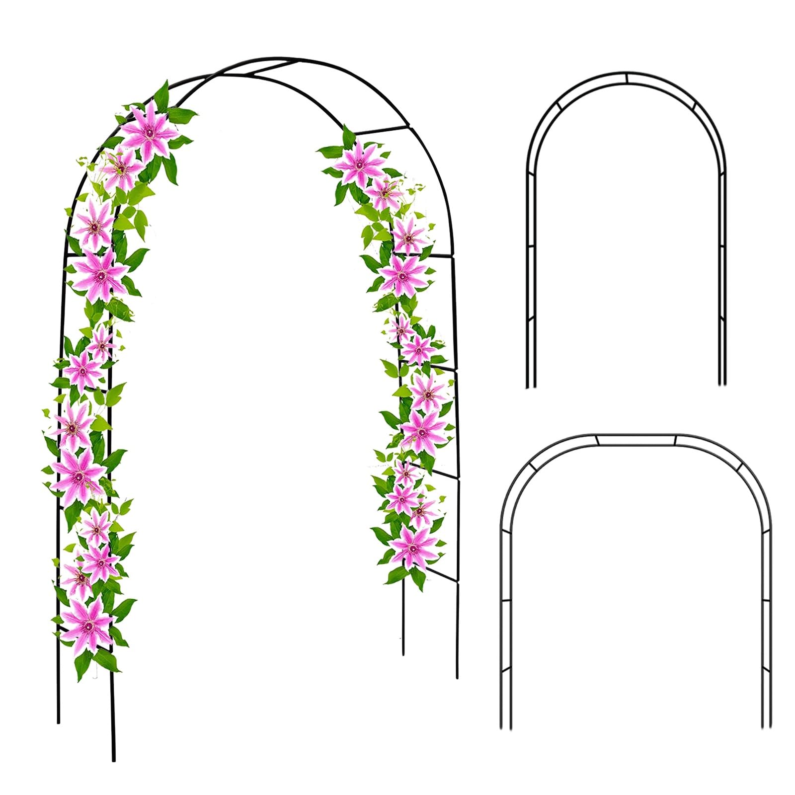 Rosenbogen (1,8 M Breit X 2 M Hoch Oder 2,2 M Breit X 2 M Hoch, 2 Größen Frei Kombinierbar), Gartenbogen Aus Metall, Blumenbogen Rahmen Für Hochzeitsdekoration, Kletterpflanzen, Party(Color:Black)