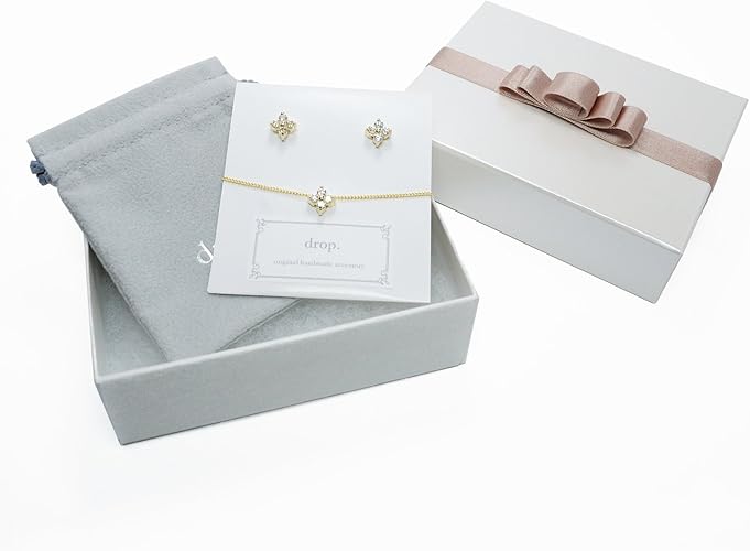 Amazon Drop ピアス ネックレス ジルコニア フラワー ラッピング済み ギフト プレゼント ピアス レディース 人気 アクセサリー かわいい G ジュエリー 通販