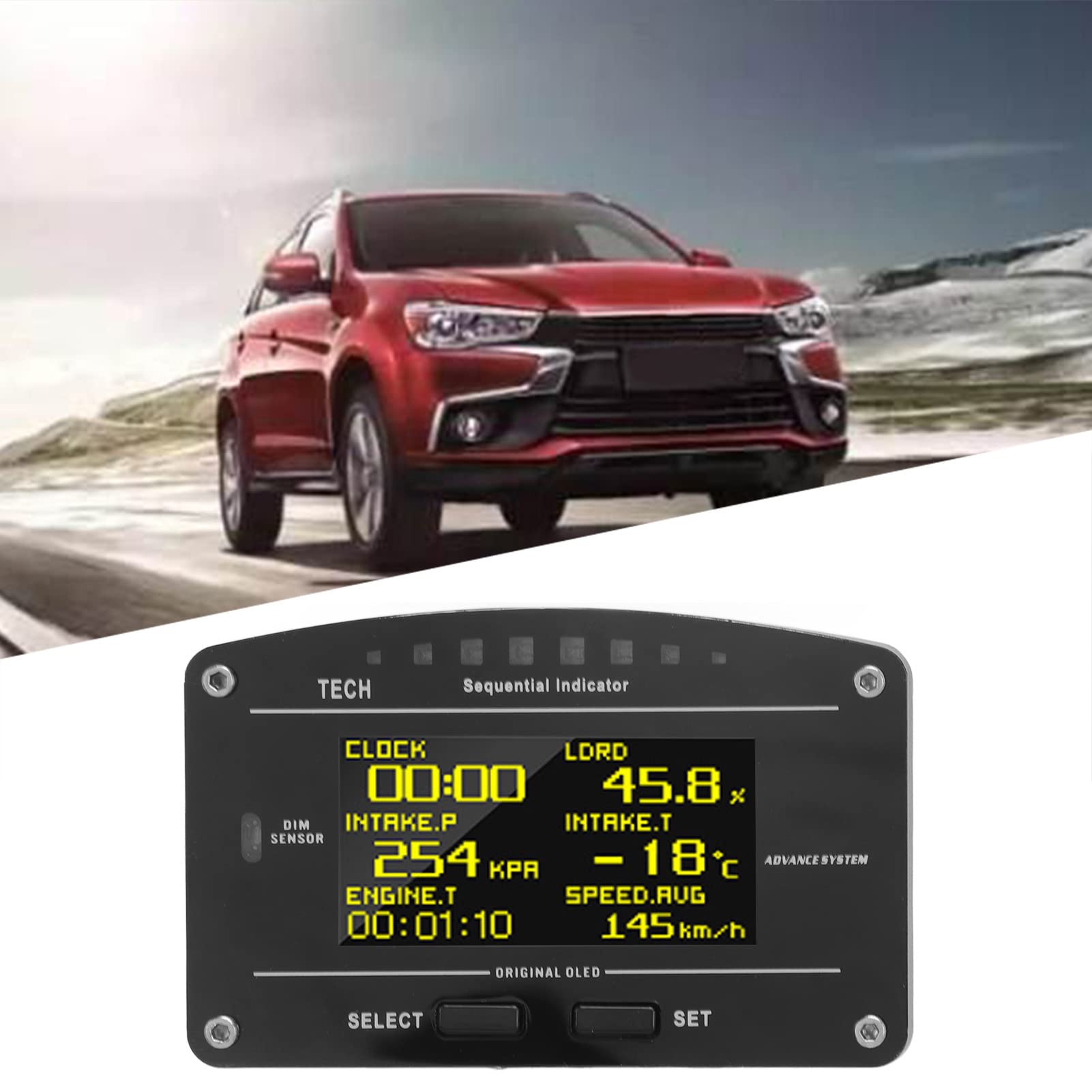 Medidor de Tablero de Automóvil, Pantalla LCD para Tablero de Carreras, Medidor OBD2 DO907OBD de 9 V a 16 V, Preciso y Multifuncional.